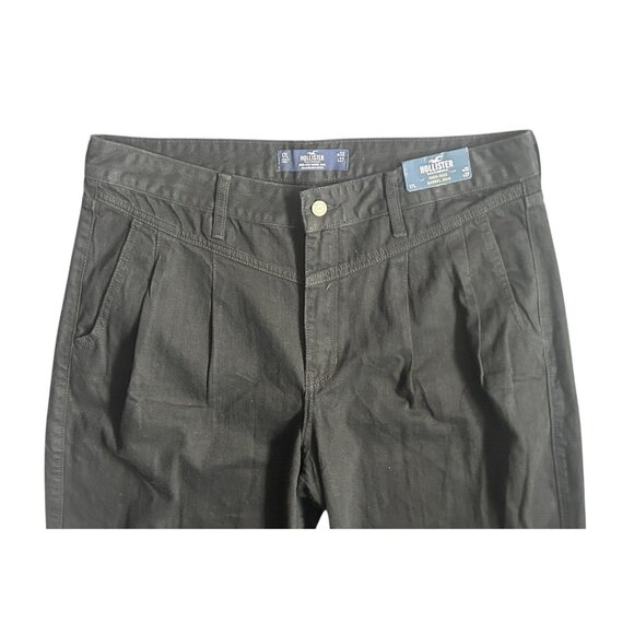 Hollister Women's Plus Size High-Rise Barrel Jeans Black Pleated Denim 17L - Picture 2 of 13